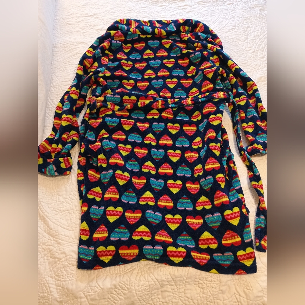 Faded Glory Multicolor Heart Pattern Robe - Picture 6 of 9